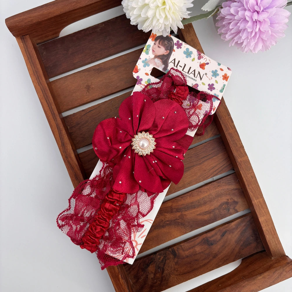 Pearl Flower Lace Newborn Headband
