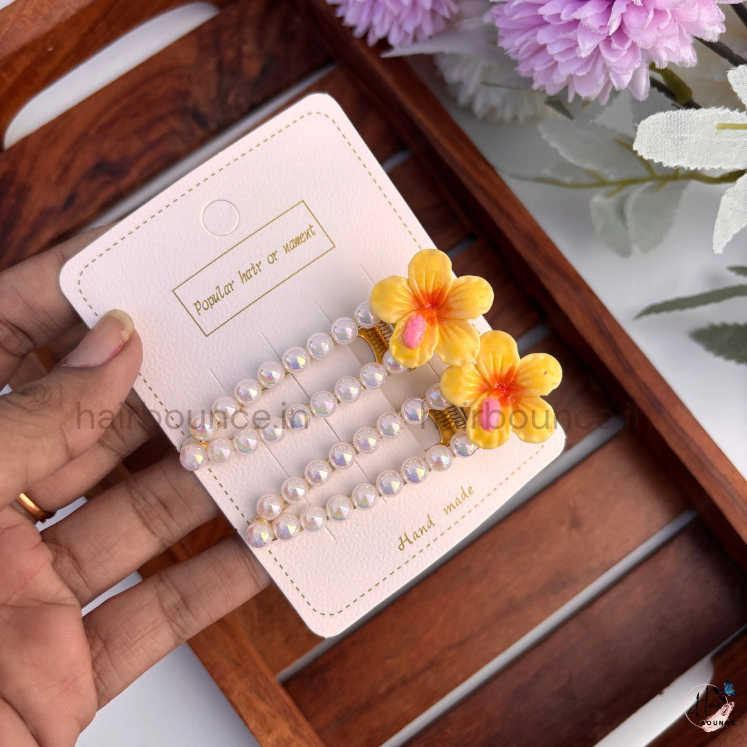 Pearl Blossom Hair Clip Set – Pack of 2