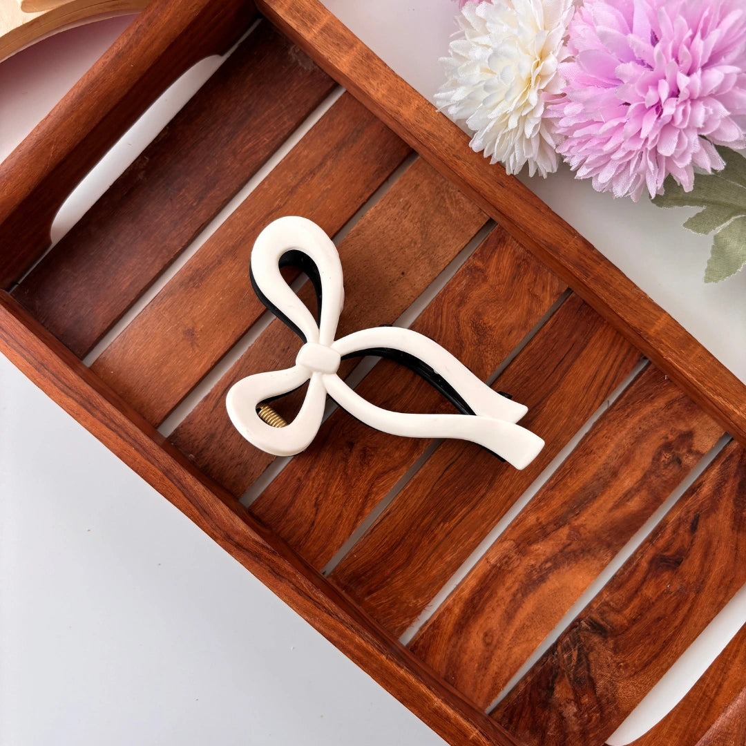 Dual Colour Ribbon Bow Hair Claw - Large