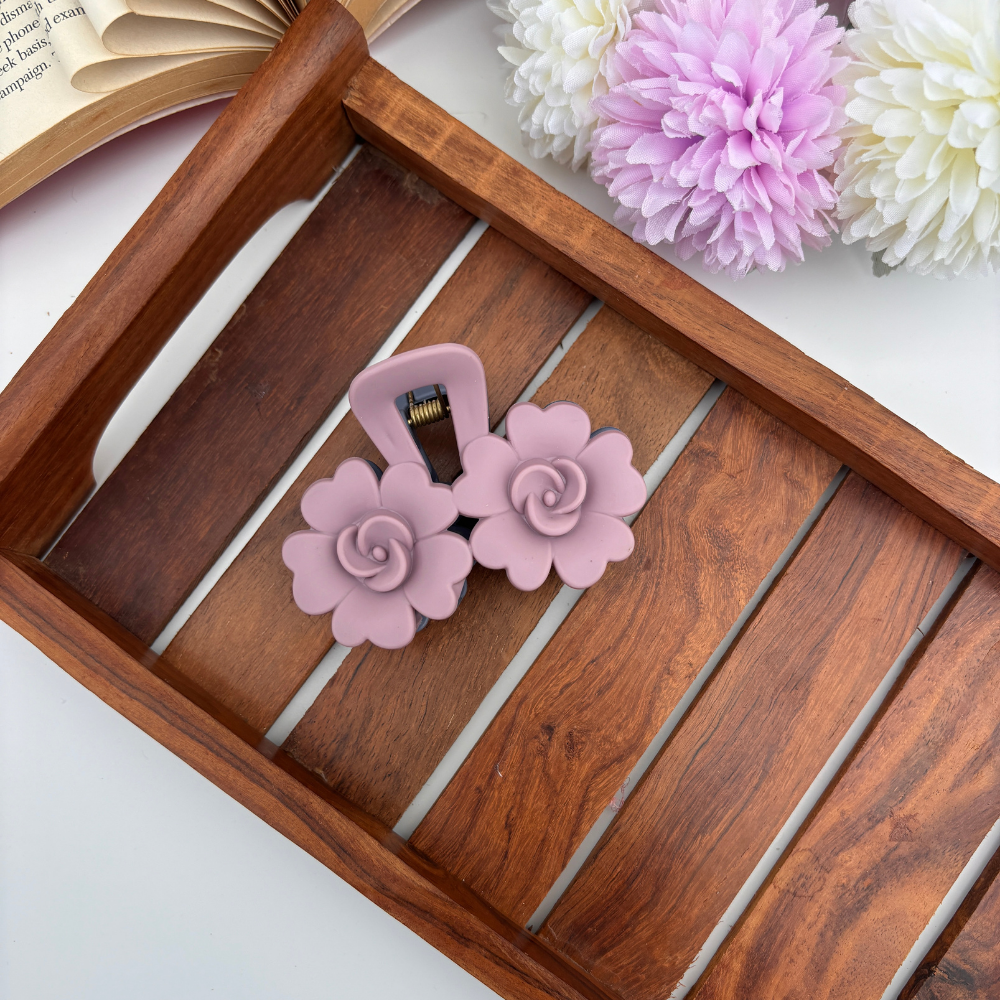Dual Colour Rose Bloom Hair Claw - Large