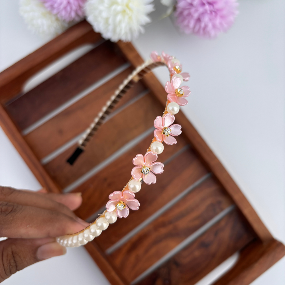 Pearl Blossom Floral Hairband