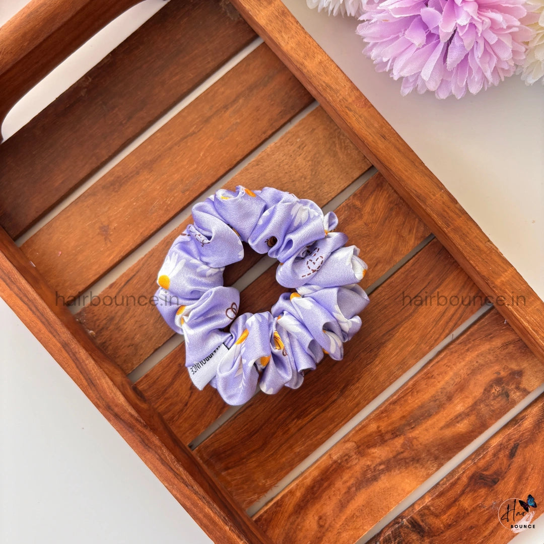 Daisy Dreams Lavender Satin Scrunchie - Small