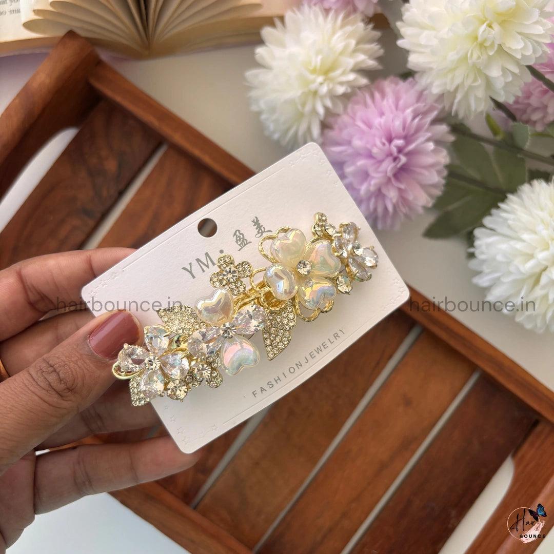 Crystal Heart Garden Bar Clip