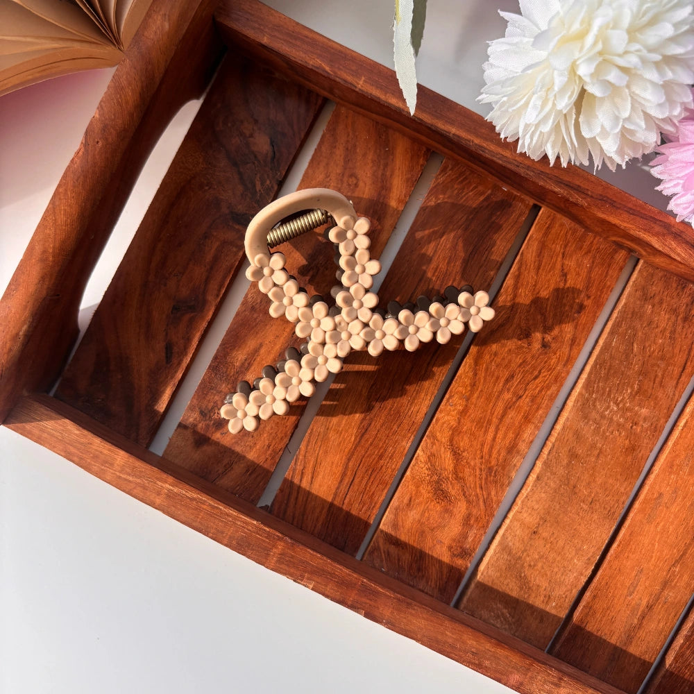 Dual Colour Flower Loop Hair Claw - Large