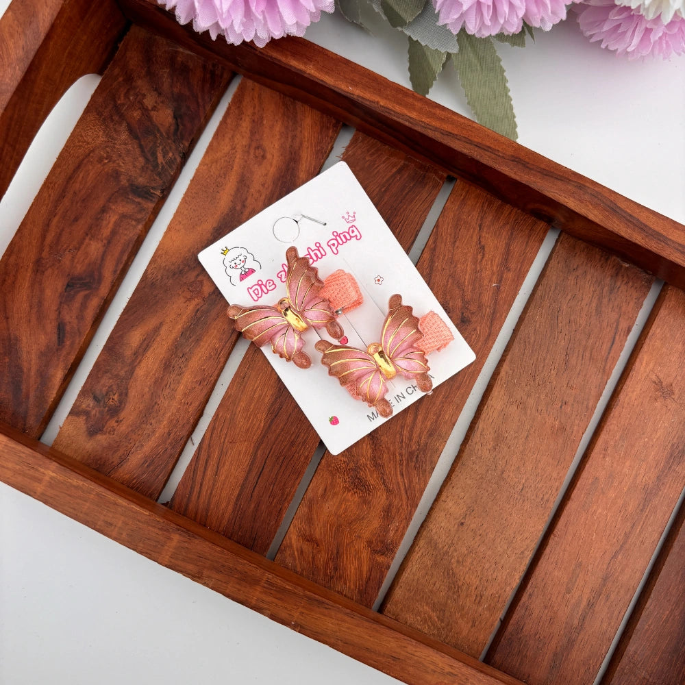 Pastel Lined Butterfly Clip Set