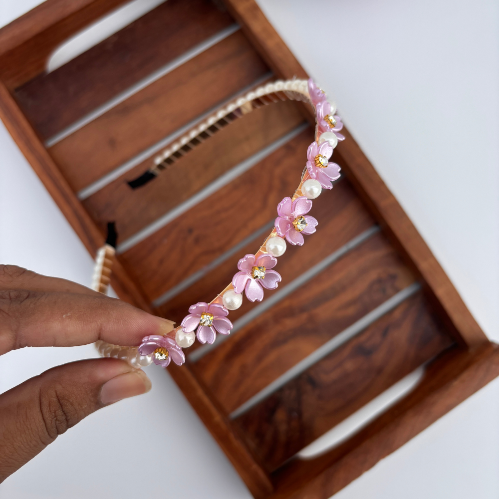 Pearl Blossom Floral Hairband