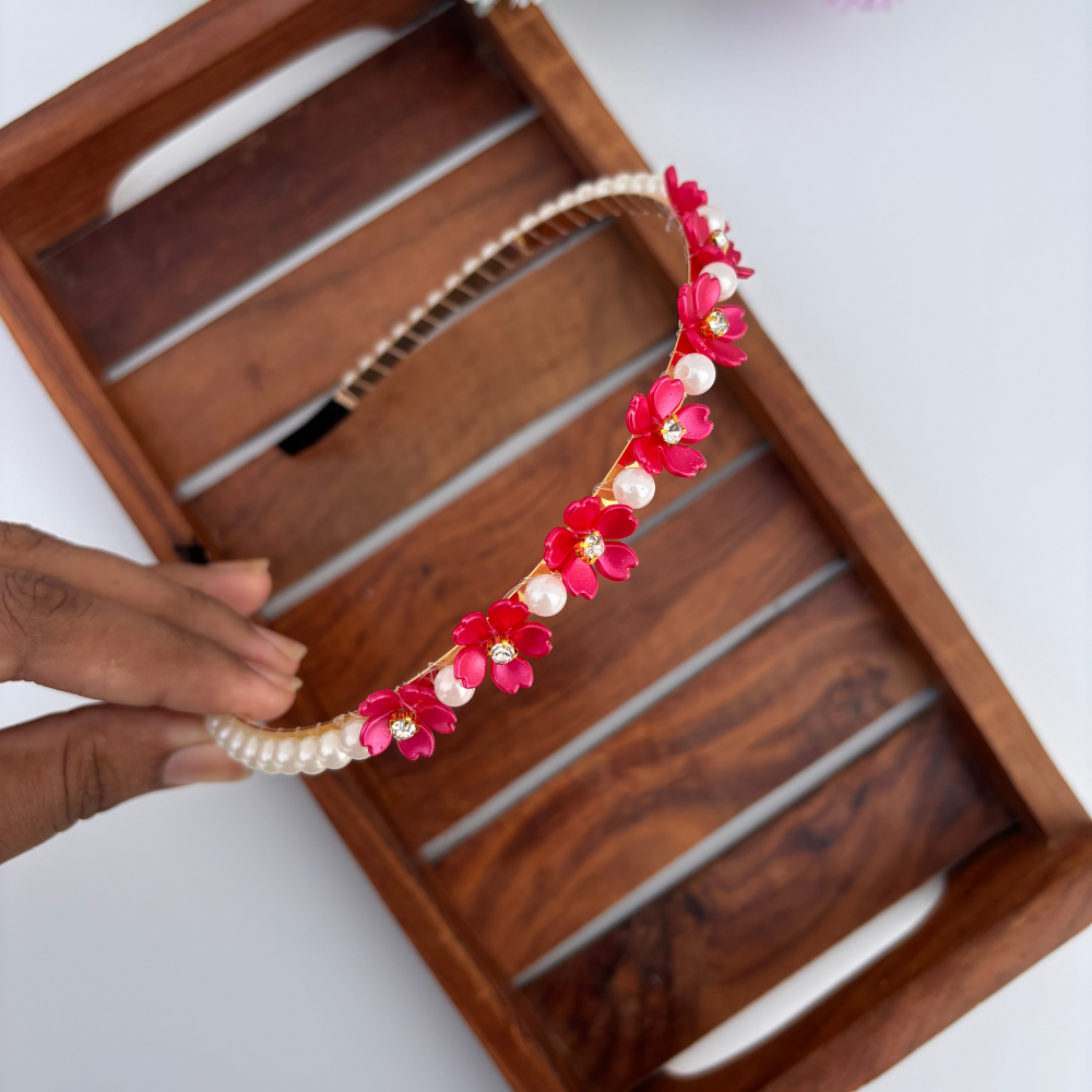 Pearl Blossom Floral Hairband