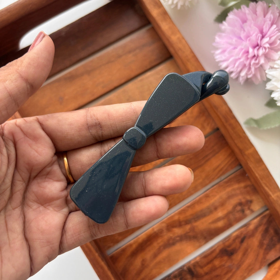 Glossy Earth Tone Bow Banana Clip - Medium