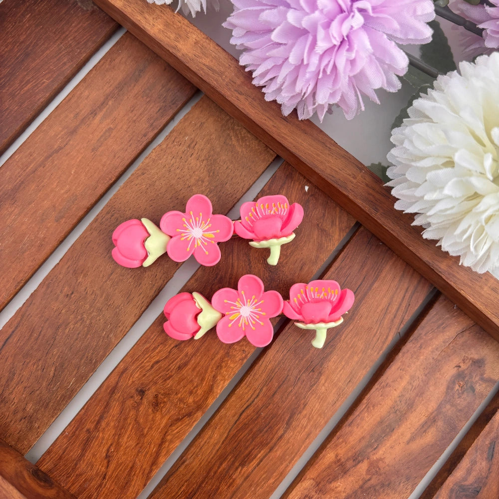 Ceramic Flower Alligator Clip - Set of 2