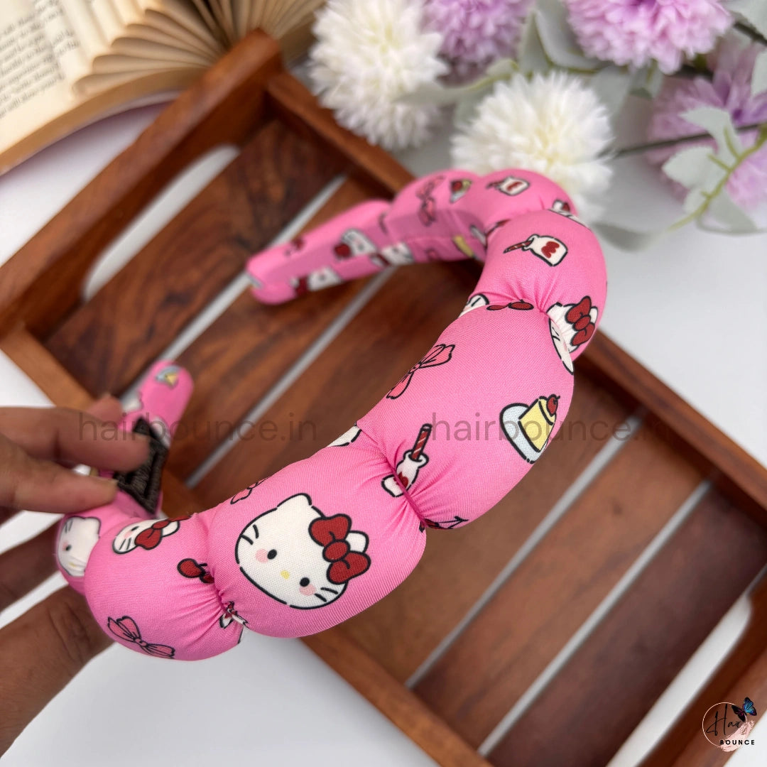 Cute Kitty Bubble Padded Headband for Girls – Soft Cartoon Hair Band