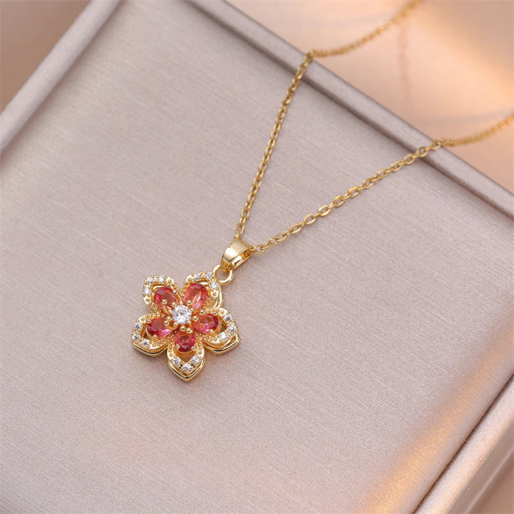 Flower Rotating Pendant - Red