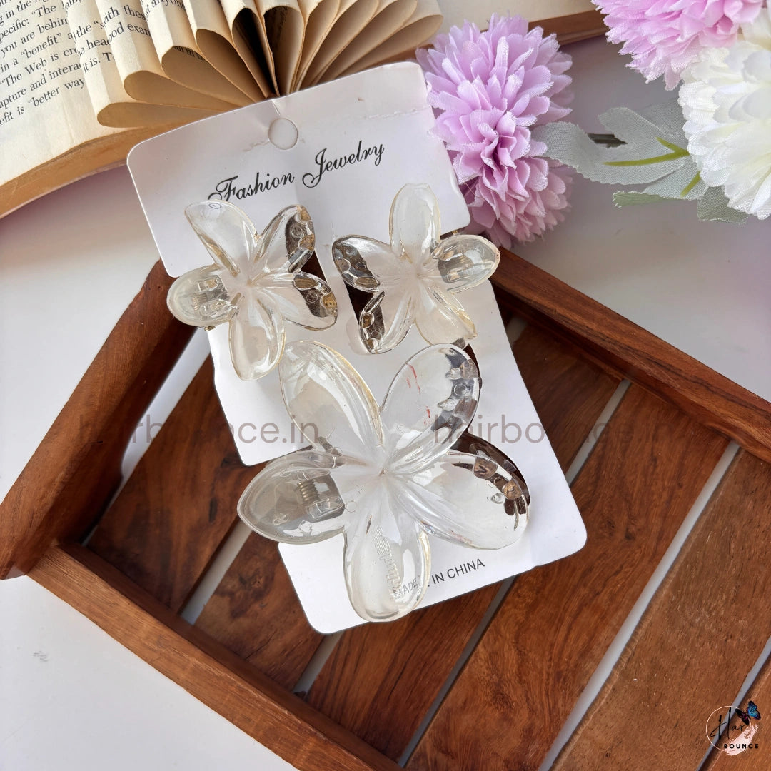 Crystal Petal Hair Claw – Set of 3