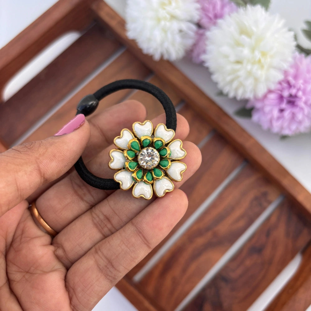 Emerald Bloom Hair Tie