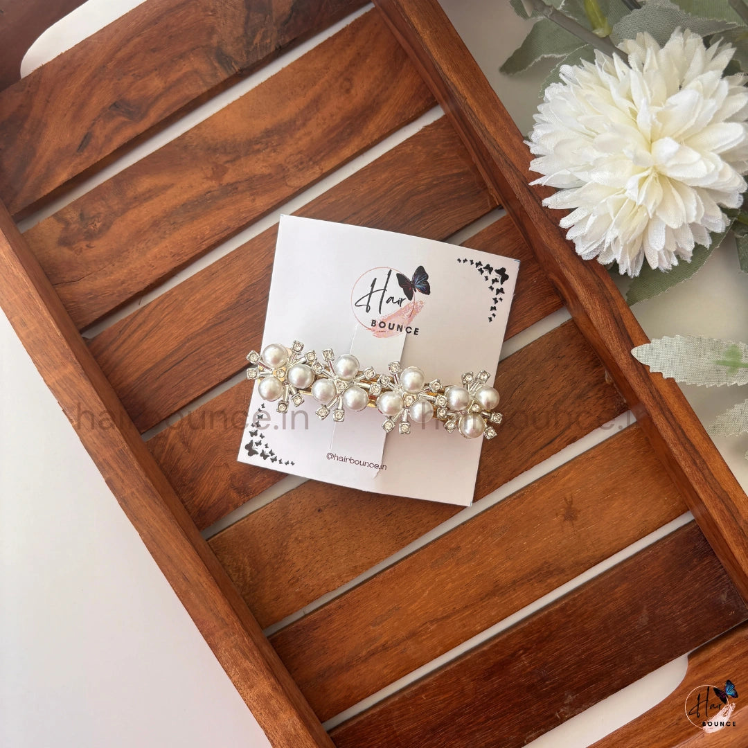 Elegant Pearl Floral Hair Barrette