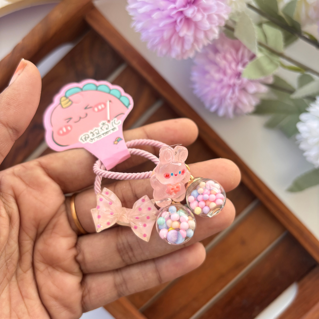 Candy Bead & Bow Hair Tie