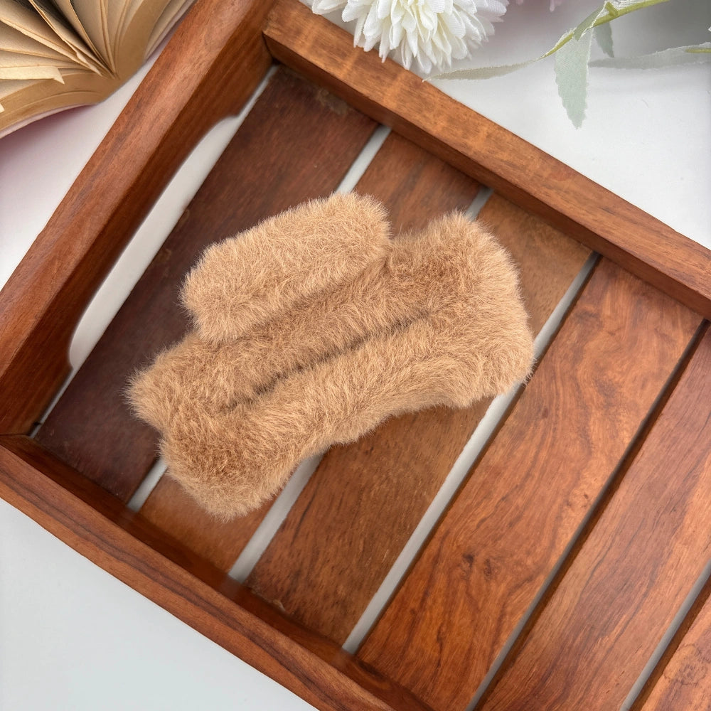 Furry Rectangle Hair Claw - Large