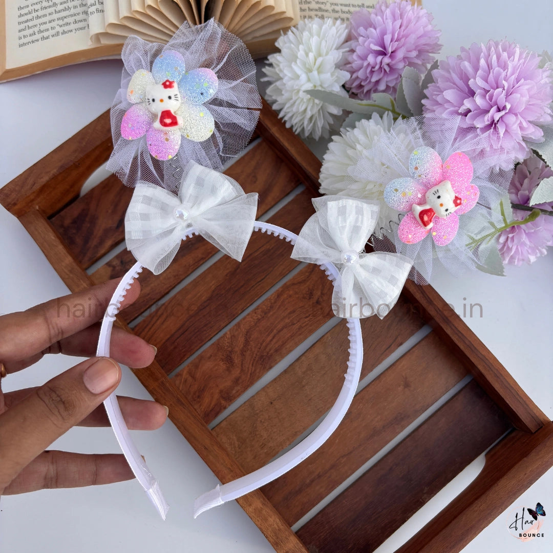 Glitter Spring Hairband with Tulle Bow