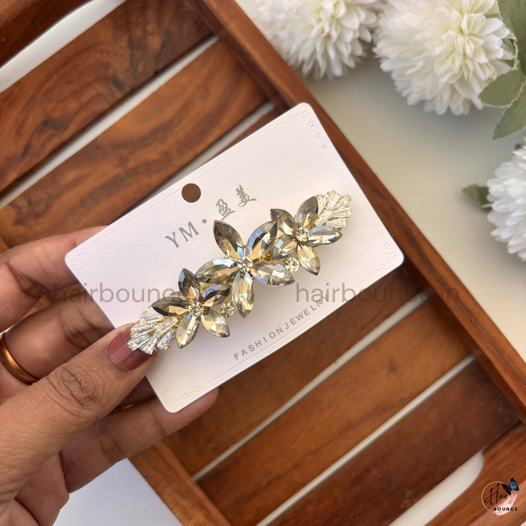 Radiant Petal Crystal Center Hair Clip