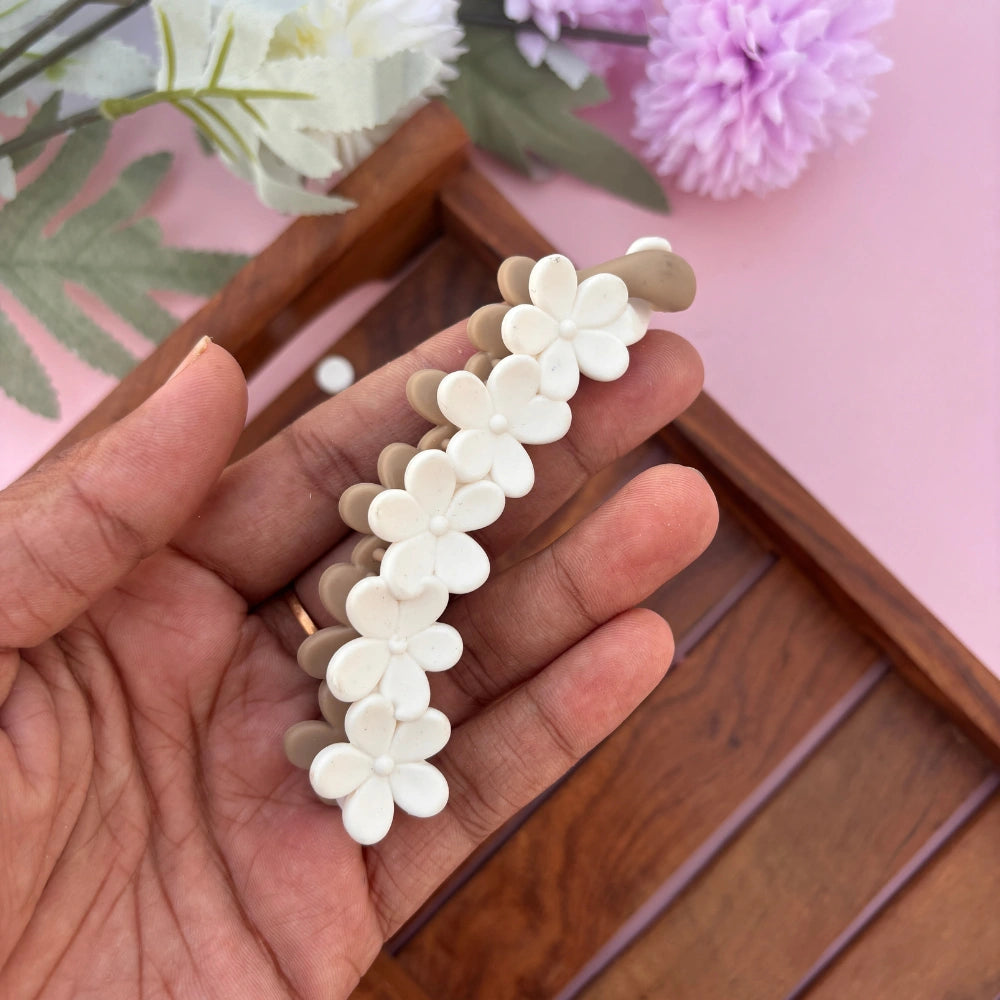 Dual Colour Flower Lock Banana Clip