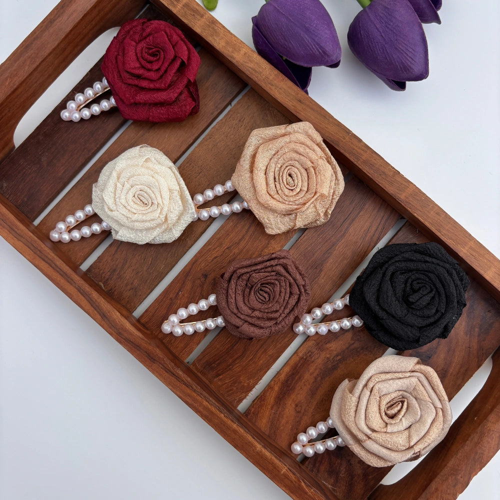 Cute Rose Pearl Alligator Clip