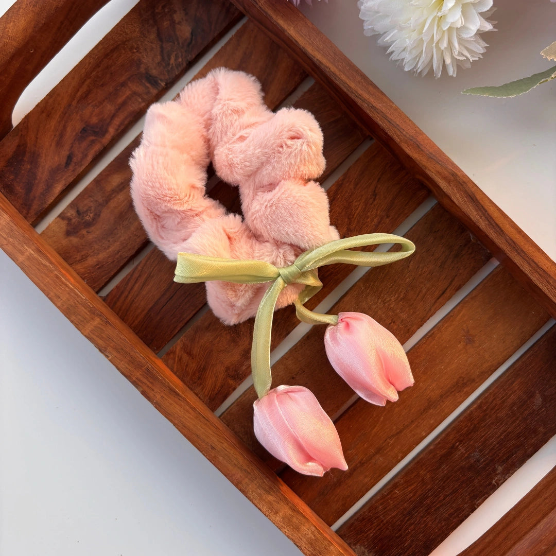 Furry Bloom Tulip Scrunchie