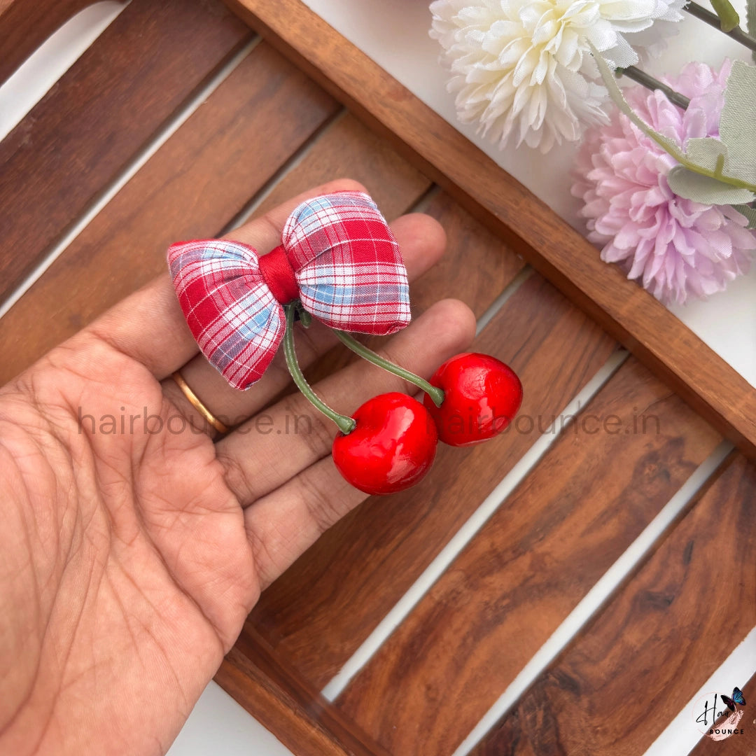 Cherry Bow Alligator Hair Clip