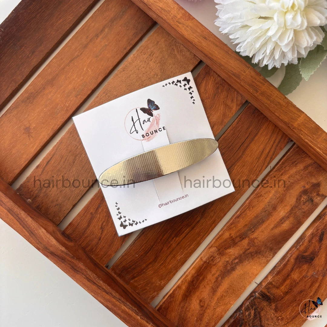 Elara Sleek Metallic Oval Barrette – Minimal Luxe Collection