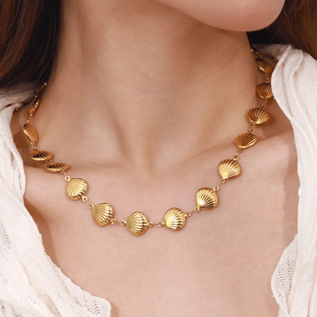 Golden Shell Statement Necklace