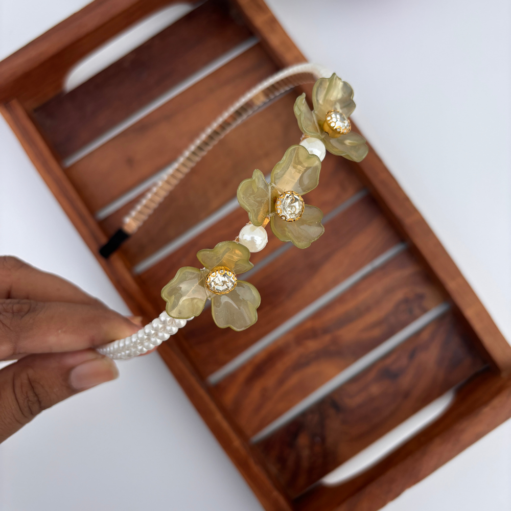 Crystal Bloom Pearl Hairband