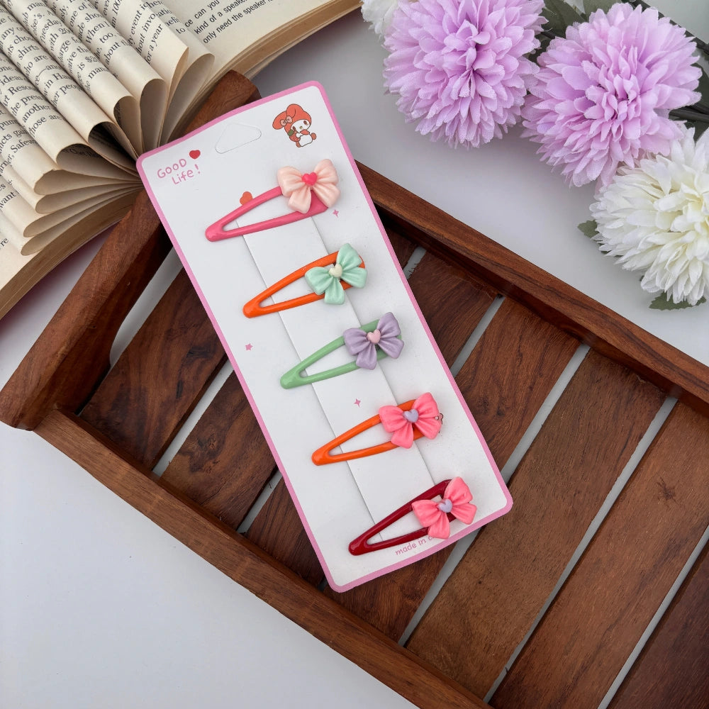 Colourful Lined Bow Tic Tac - Set of 5 / Assorted Colours