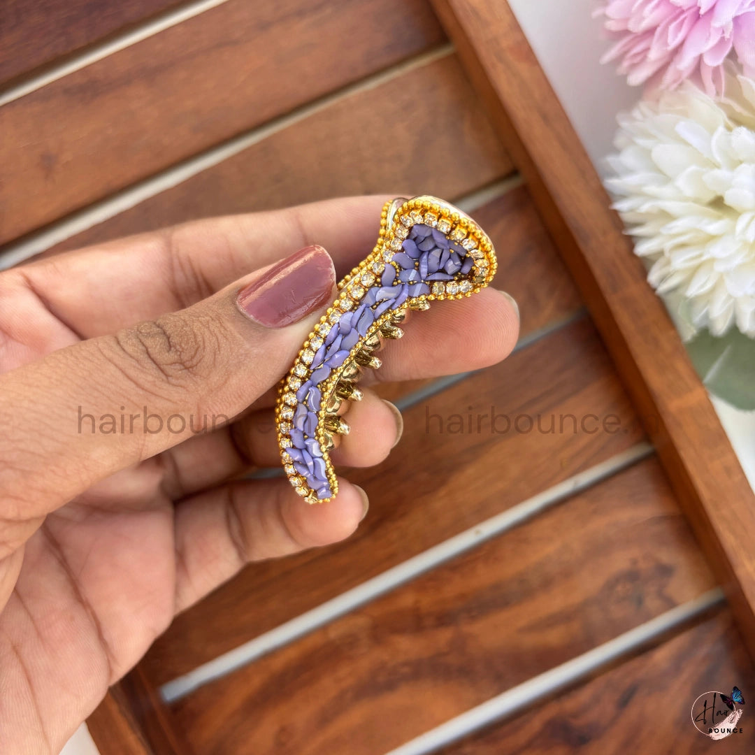 Pastel Mosaic Curved Hair Claw – Luxury Designer Banana Hair Clip