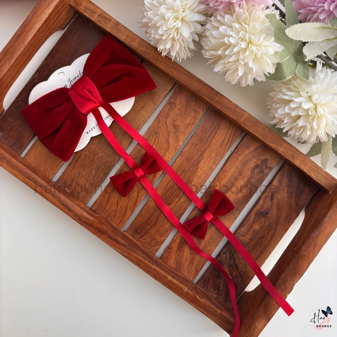 Velvet Ribbon Bow Hair Clip – Long Tail Statement Bow Clip