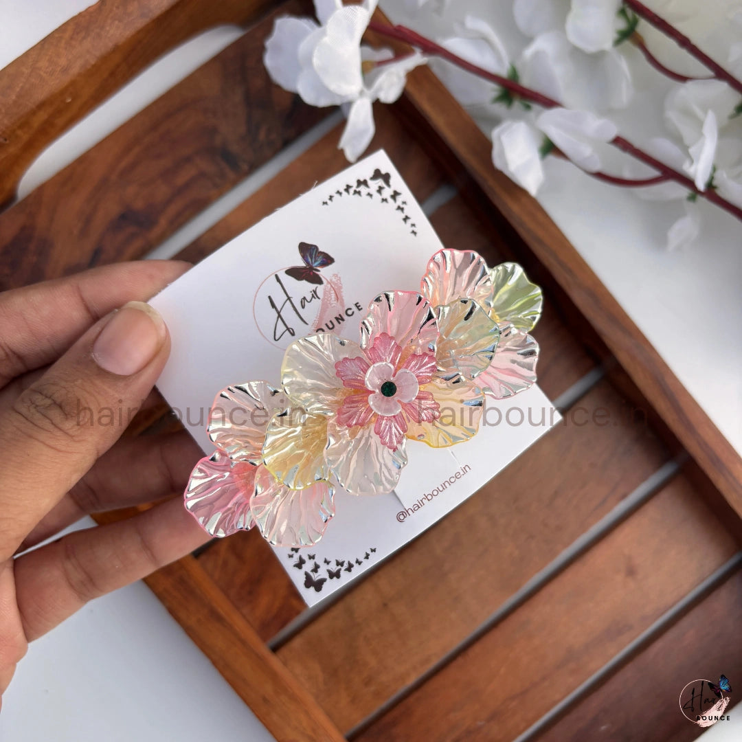 Iridescent Floral Statement Hair Clip- Assorted Colours