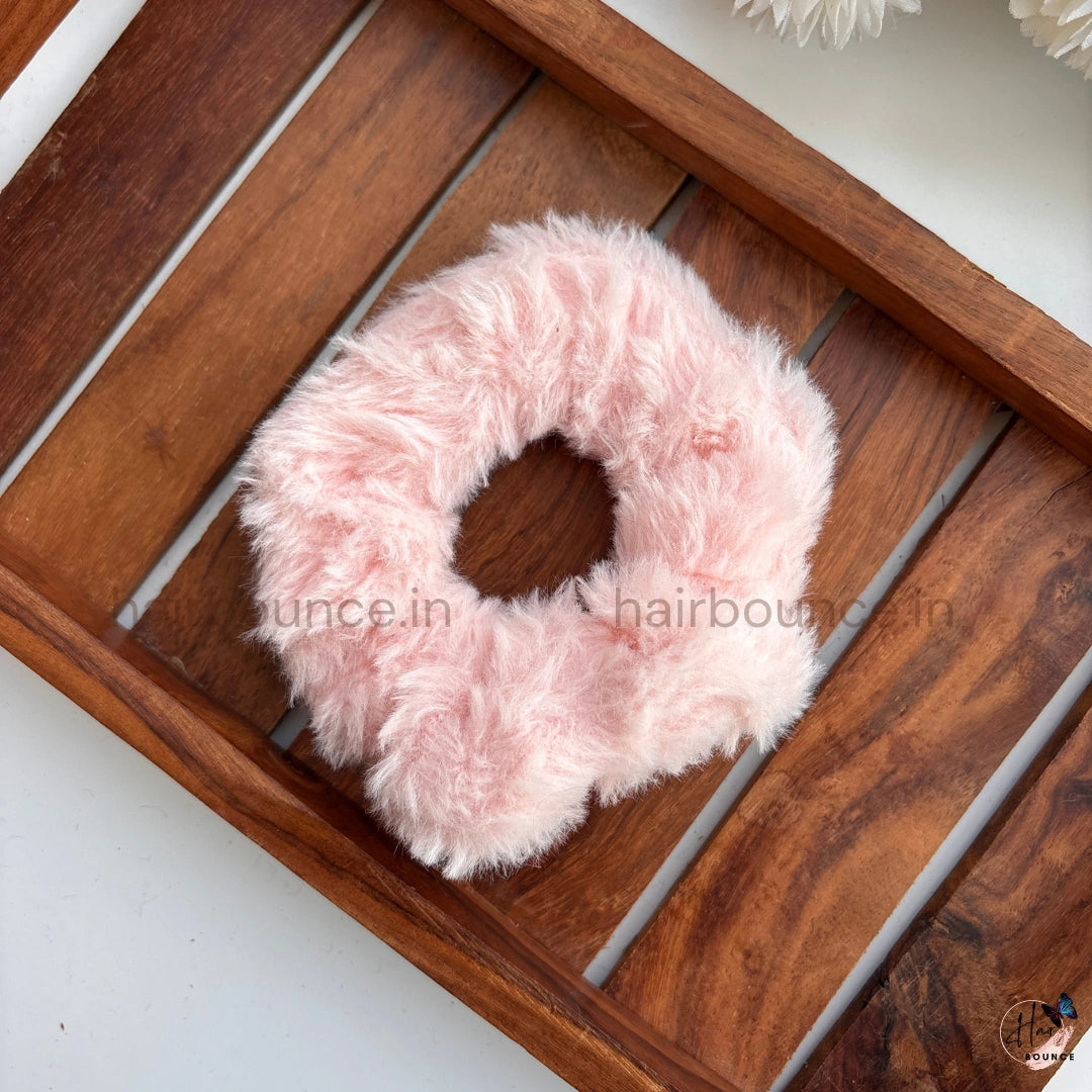 Fluffy Faux Fur Hair Scrunchie – Soft Plush Elastic Hair Tie
