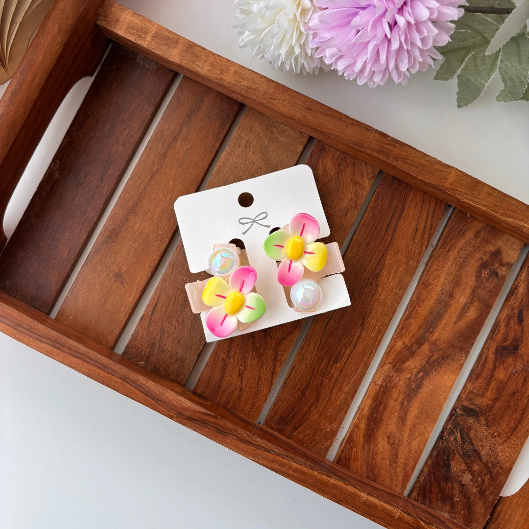 Pastel Bloom Flower Hair Claw – Pack of 2