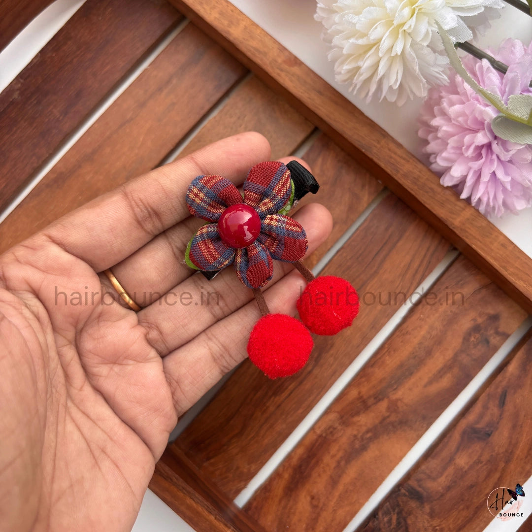 Cherry Bloom Plaid Flower Alligator Hair Clip