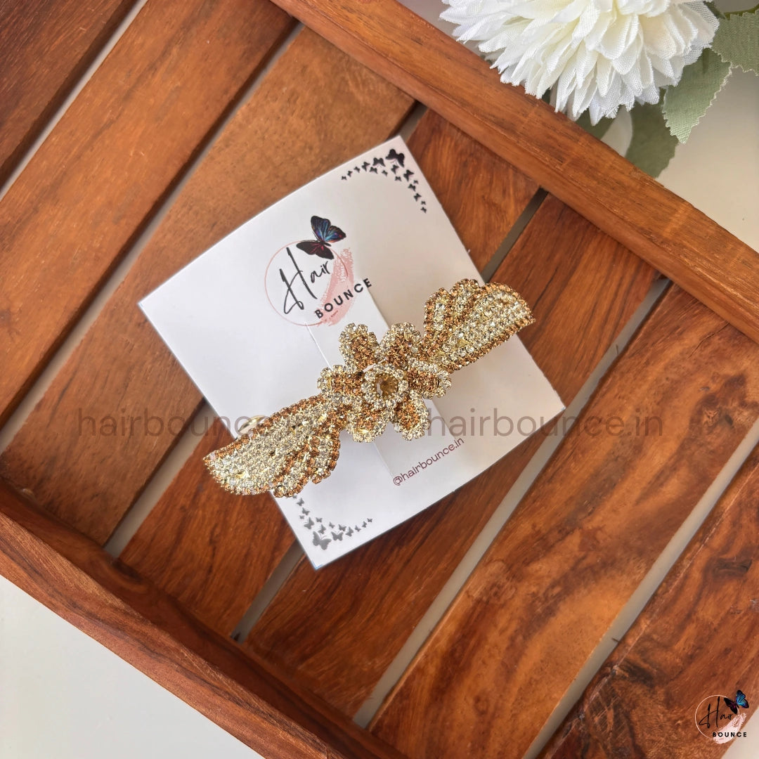 Regalia Bloom Crystal Bow Barrette
