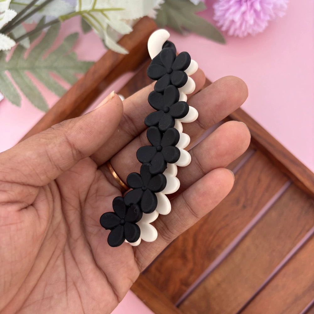 Dual Colour Flower Lock Banana Clip