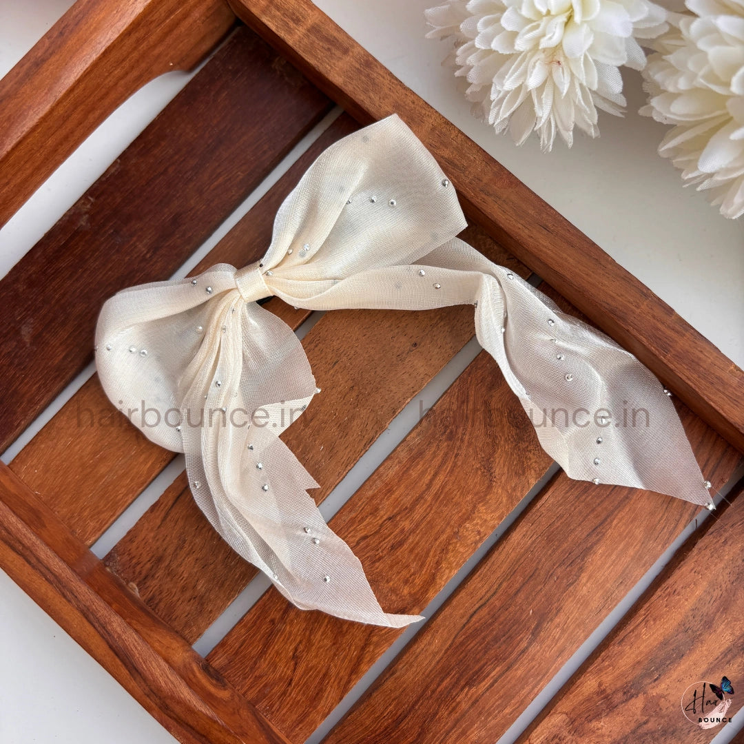 Crystal Glow Ribbon Bow Clip