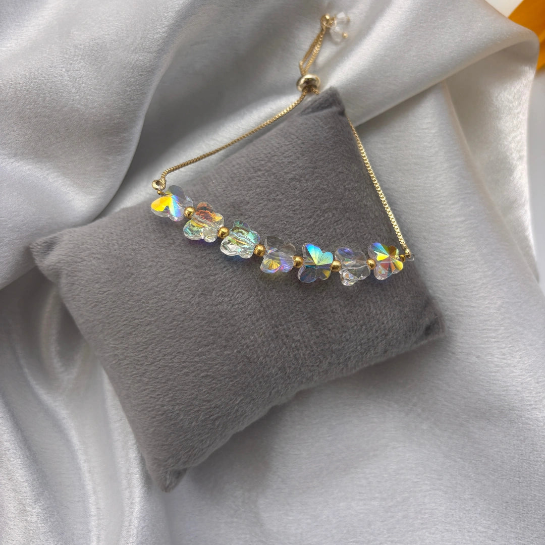 Butterfly Crystal Bead Bracelet – Adjustable