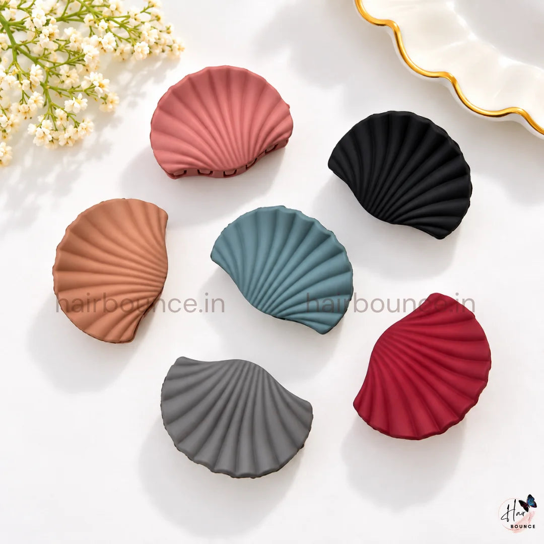 Earthy Charm Matte Seashell Hair Claw Collection – Pack of 6