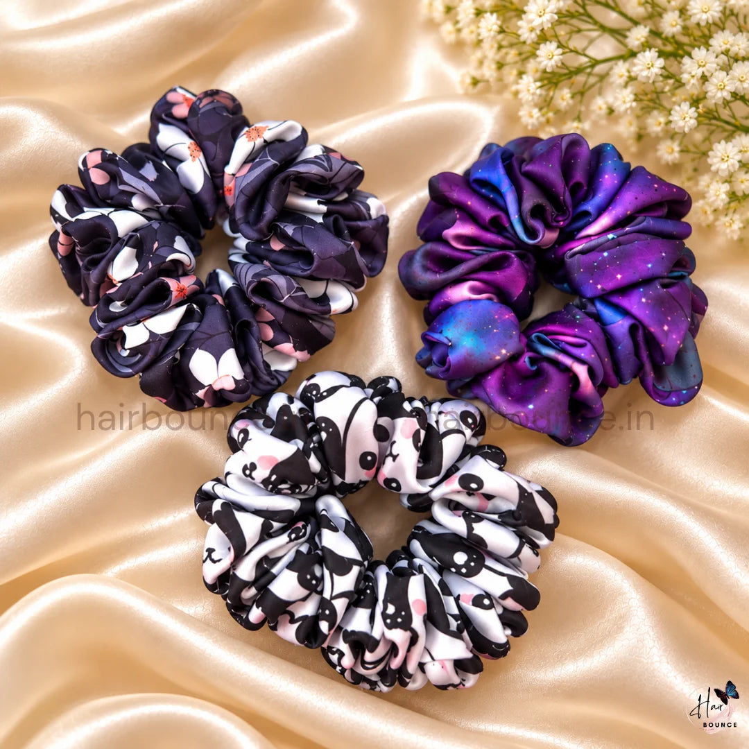 Cute Printed Mini Scrunchies – Pack of 3 / Small