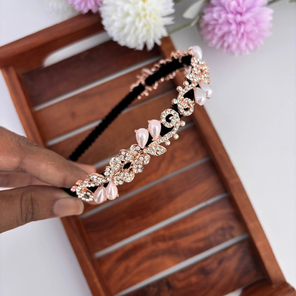 Rose Crystal Pearl Headband