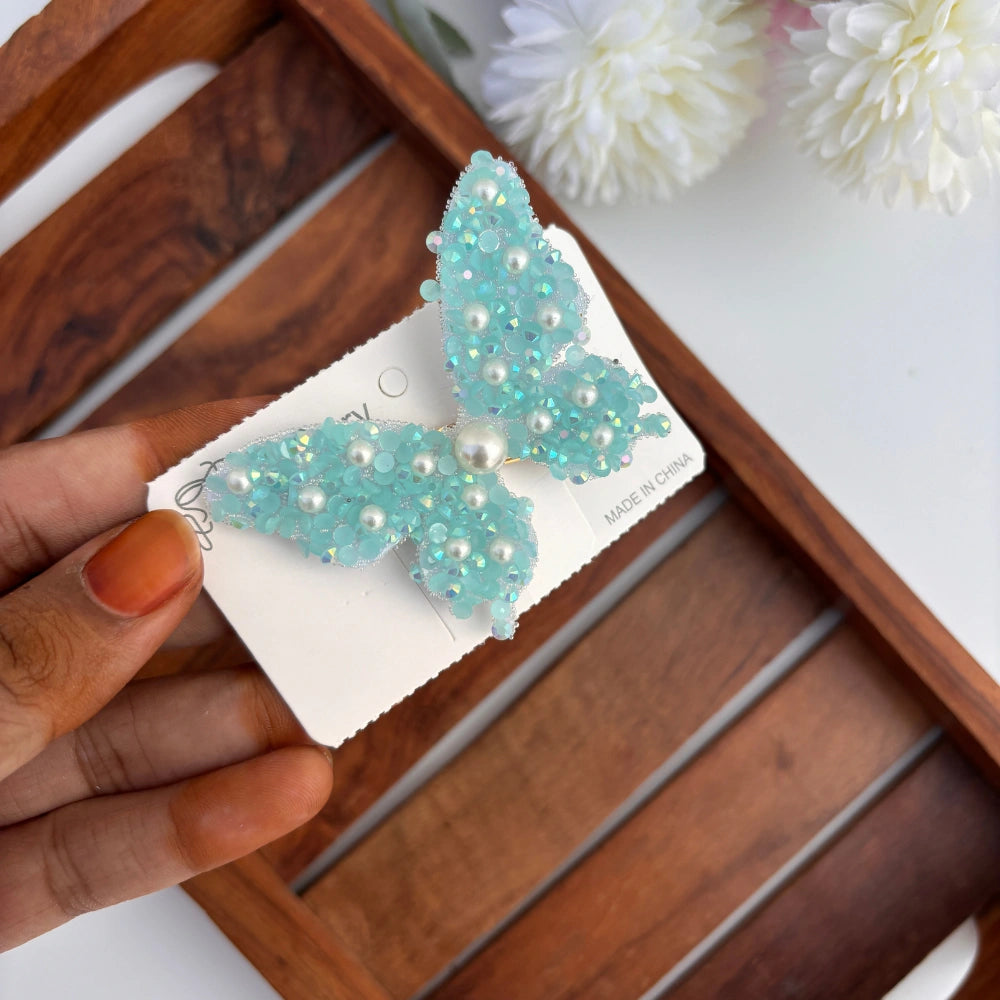 Pearl Butterfly Alligator Clip