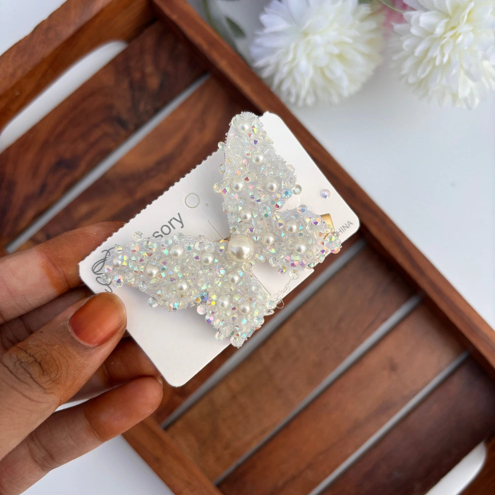 Pearl Butterfly Alligator Clip