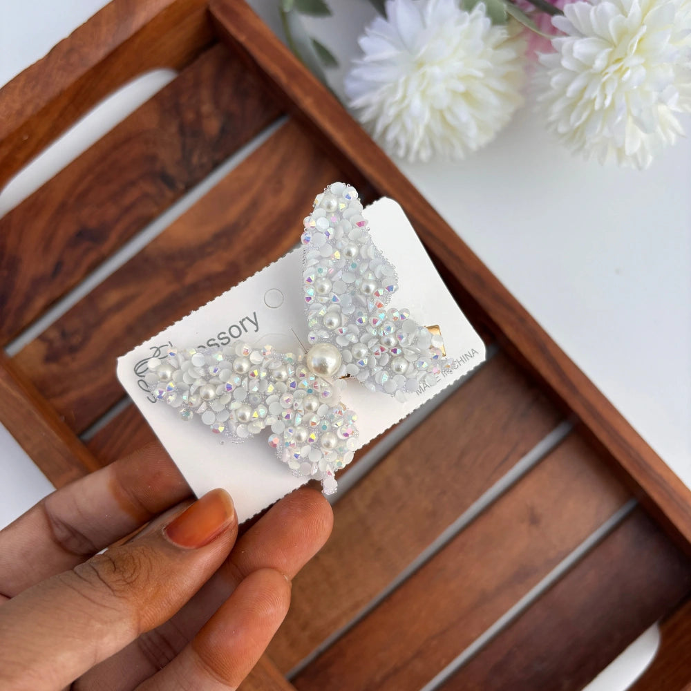 Pearl Butterfly Alligator Clip