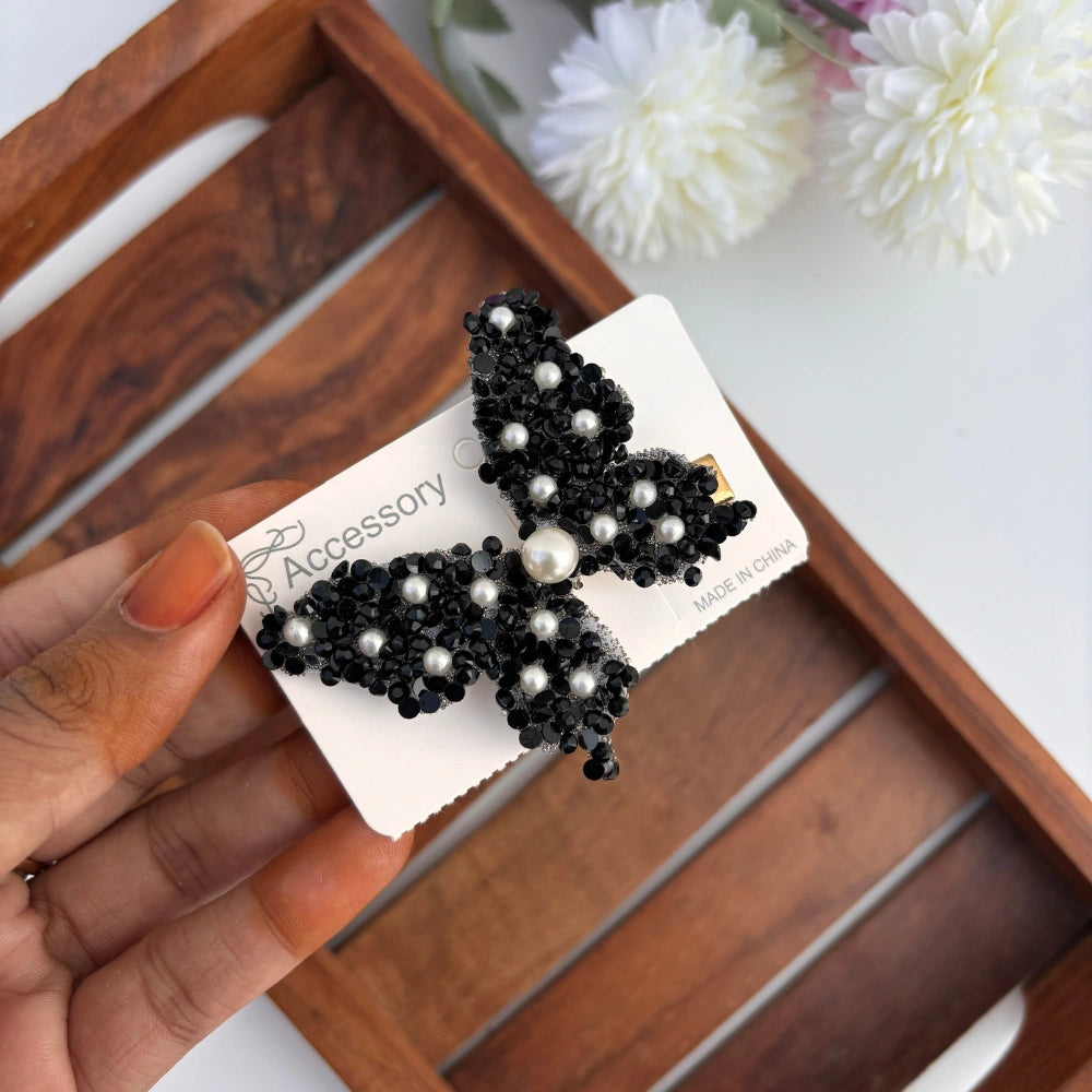 Pearl Butterfly Alligator Clip