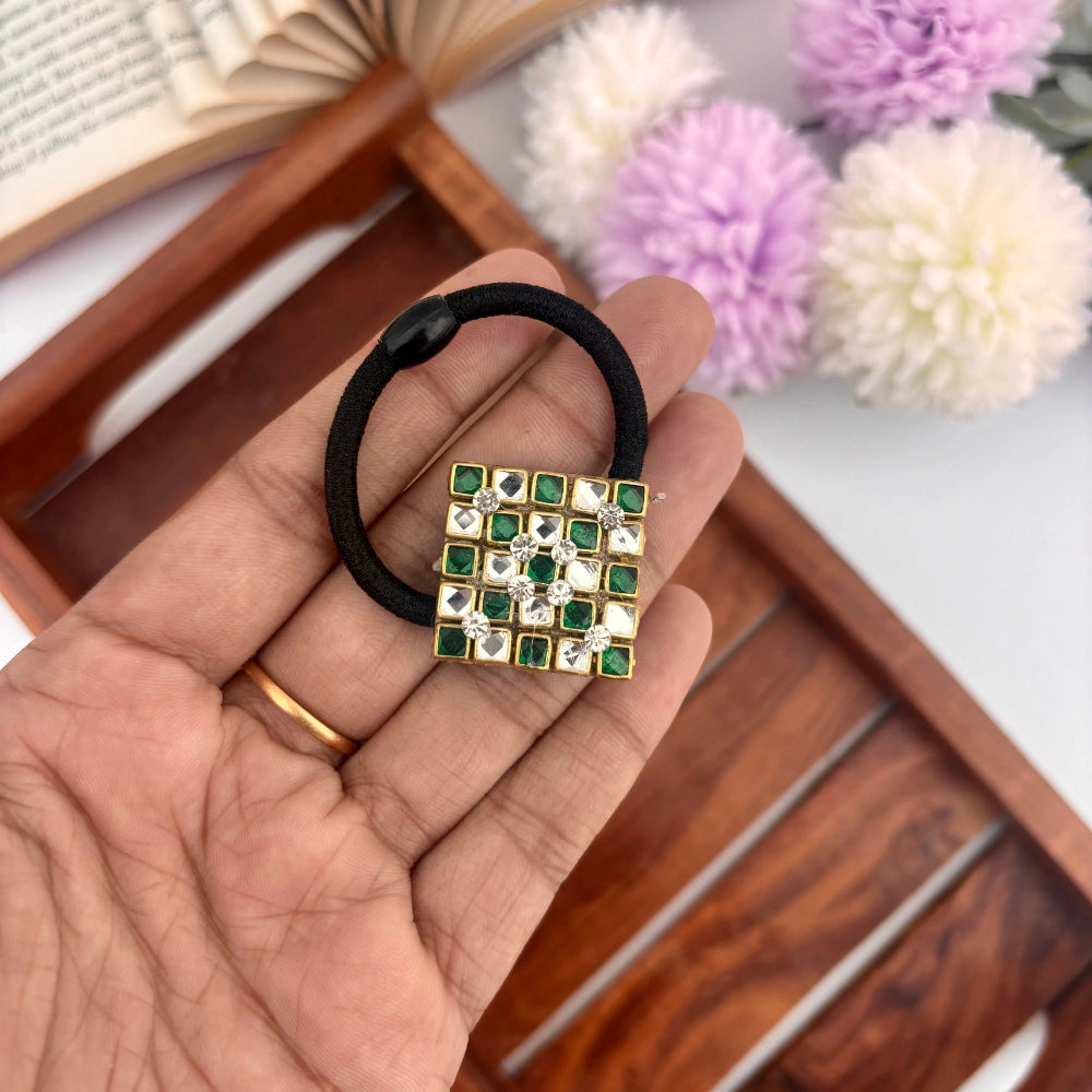 Royal Checkered Sparkle Hair Tie