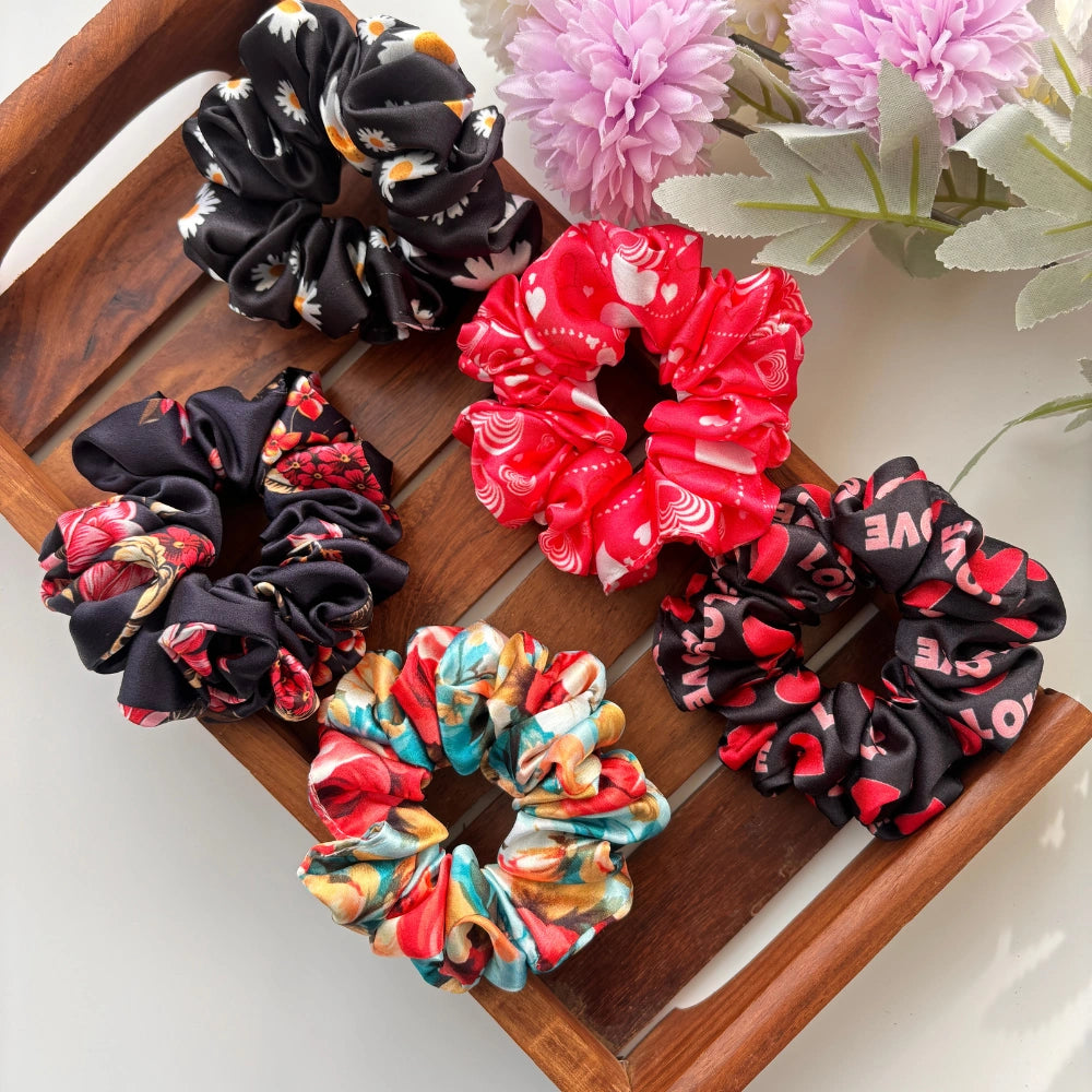 Chic Bloom Scrunchie Set – Pack of 5