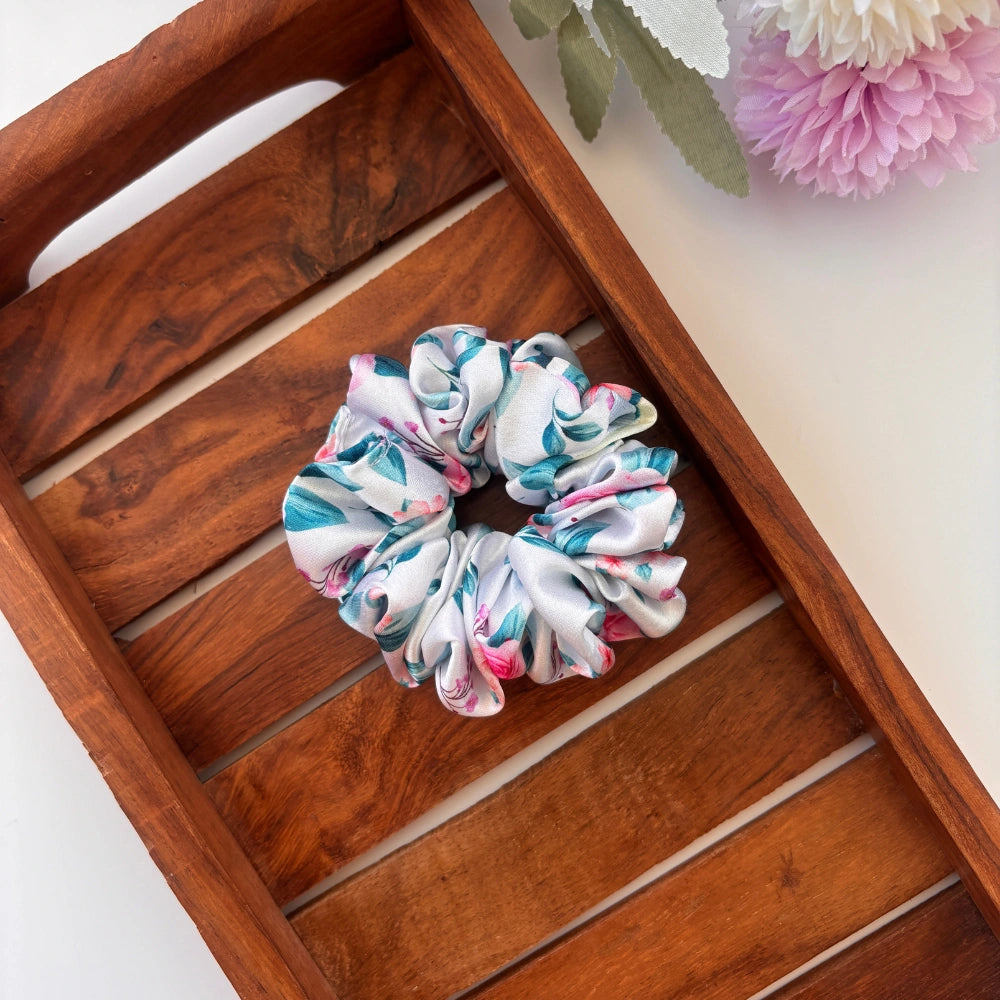 Mint Rose Twirl Scrunchie - Regular